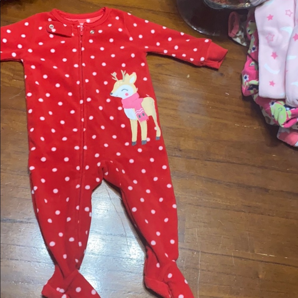 Girls footed pajamas  size is 6 months